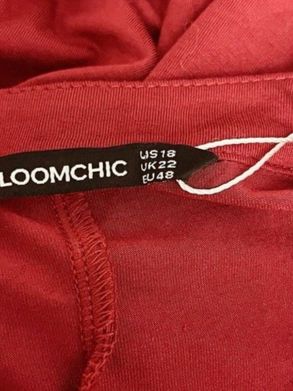 Bloomchic T-Shirt Top 2X (18) Cranberry Red 3/4 Roll Tab Sleeve Zip V-Neck Front - Picture 10 of 10